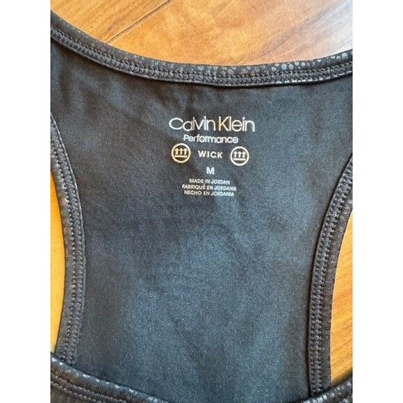 Calvin Klein Performance Wick MED Black Crocodile Alligator Sports Bra Racerback - Picture 2 of 7